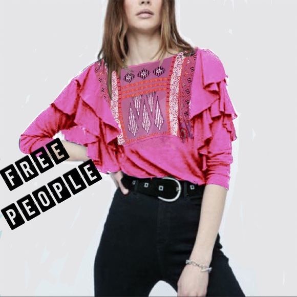 Free People Tops - Free People La Cienga Embroidered Blouse Boho Top